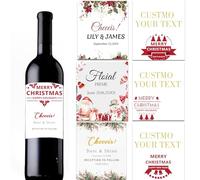 Etichette per bottiglie di vino di Natale personalizzate, etichette personalizzate per vino impermeabili personalizzate il tuo testo/logo/immagine per matrimoni, feste di compleanno, etichette per