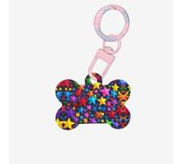 Etichette per cani a forma di osso di cane in acrilico a forma di osso di cane con stampa a stelle colorate per cani e gatti