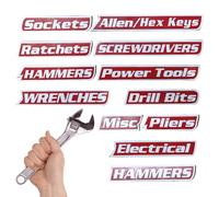 Etichette per cassetta degli attrezzi - 12 pezzi magnetici portautensili per l'organizzazione | Etichette per casse per garage, officina, negozio, aula, ufficio, università, conservazione del