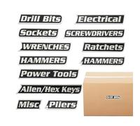 Etichette per cassette degli attrezzi - Acciaio 12 pezzi | Etichette magnetiche organizzative in acciaio con identificazione, classificazione, magnete potente | Garage, Officina, Organizzazione