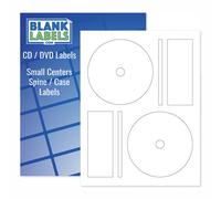 Etichette per CD/DVD di Blank Labels - Etichette compatibili con Memorex Full Face, formato piccolo centrale - Bianco opaco permanente - Garantit