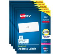 Etichette per indirizzi postali Avery per stampanti laser, 15.000 etichette, 1 x 2-5/8 Etichette adesive permanenti FBA (5 confezioni 5160)