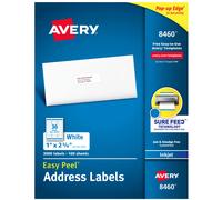 Etichette per indirizzi stampabili Avery Easy Peel con Sure Feed, 1"""""""" x 2-5/8"""""""" bianche, 3.000 etichette postali vuote (08460)