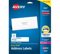 Etichette per indirizzi stampabili Avery Easy Peel con Sure Feed, 1"""""""" x 4"""""""" bianche, 500 etichette postali vuote (05261)