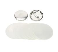 Etichette per nome con spille per badge rotonde in metallo 100 pezzi (32MM) | Kit per la creazione spille per castoni vuoti lamiera stagnata con guarnizione trasparente e clip per artigianato fai-da-te