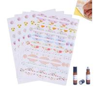 Etichette per oli essenziali, 4 fogli Etichette per oli in PVC per bottiglie di vetro, Etichetta autoadesiva cosmetica colorata, Simpatico essenziale per bottiglie per feste