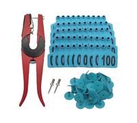 Etichette per orecchie per bestiame - 100 etichette identificative numerate con strumento applicatore, per la gestione del bestiame, l'allevamento di pecore, l'allevamento di capre e la f