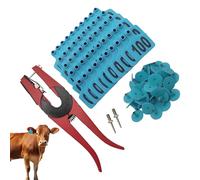 Etichette per orecchie per bestiame - Etichette di marcatura per bestiame - Etichette numerate 001-100 con applicatore per gestione dell'allevamento bovini ovini caprini