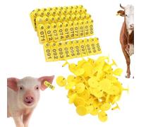 Etichette per orecchie per bestiame, numerate 001-100, etichette per la marcatura del bestiame, per fattoria al pascolo, capre, cani, cervi, conigli, maiali, prato, esterno, cortile, casa