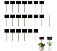 Etichette per Piante in Legno - Set 20 Etichette da Giardino + 1 Pennarello, 6.3 x 4.2 cm, Colore Nero