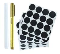Etichette per spezie, autoadesive, per scrivere, autoadesive, rotonde (4 cm di diametro), 112 pezzi, colore nero