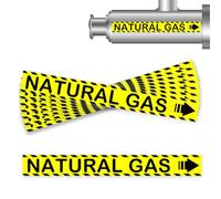 Etichette per tubi di gas naturale con frecce, 20,3 x 2,5 cm, etichette di sicurezza per identificazione di tubi, ispezioni, rilevatori, regolatori e riscaldatori, confezione da 10 (gas naturale)