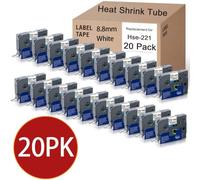 Etichette per tubi termoretraibili da 20 pezzi 8,8 mm nero su bianco compatibili con i modelli di stampante HSE-231 HSE-211 HSE-221(20PK Black on White)