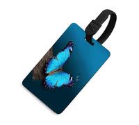 Etichette per valigie con un bellissimo motivo a farfalle blu, etichette da viaggio in TPU con targhetta identificativa, accessori da viaggio resistenti, etichette essenziali per valigie