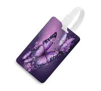 Etichette per valigie con un bellissimo motivo a farfalle viola, etichette da viaggio in TPU con targhetta identificativa, accessori da viaggio resistenti, etichette essenziali per valigie