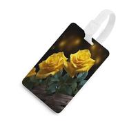 Etichette per valigie con un bellissimo motivo di rose gialle, etichette da viaggio in TPU con targhetta identificativa, accessori da viaggio resistenti, etichette essenziali per valigie