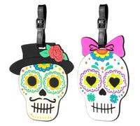 Etichette per Valigie In Cranio, 2 Pezzi Cartoon Bagagli Tag, Viaggio Holiday Deposito Bagagli Tag, Etichetta per Viaggio Bagaglio, Accessori da Viaggio Luggage Tags
