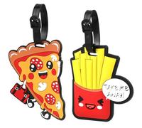 Etichette per Valigie Patatine Fritte per Pizza,2 Pezzi Etichetta per Viaggio Bagaglio PVC,Simpatico Identificatore Valigia,Bagagli Tag,Deposito Bagagli Targhetta per Bambini Donne Uomini