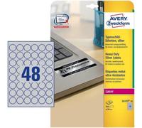Etichette permanenti in poliestere Avery Ø30 mm argento Laser 48 et./foglio Conf