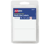 Etichette permanenti multiuso Avery 1,5"""" x 2,75"""" bianche non stampabili, 76 etichette vuote in totale (6117)
