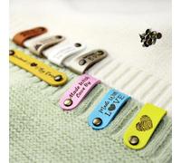 Etichette Personalizzate Da 2,52x0,51 Pollici For Lavori A Maglia E Uncinetto, Etichette In Similpelle Personalizzate For Articoli Fatti A Mano Con Logo, Lavori A Maglia E Uncinetto Con Rivetti(S3)