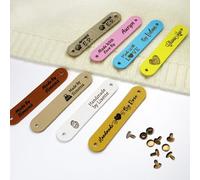 Etichette Personalizzate Da 2,52x0,51 Pollici For Lavori A Maglia E Uncinetto, Etichette In Similpelle Personalizzate For Articoli Fatti A Mano Con Logo, Lavori A Maglia E Uncinetto Con Rivetti(S2)