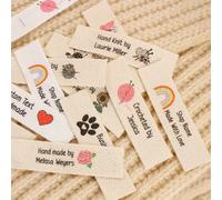 Etichette personalizzate for abbigliamento, etichette in twill da cucire, pieghevoli in cotone, logo con testo personalizzato, articoli fatti a mano, etichette pieghevoli 20/50/100 pezzi