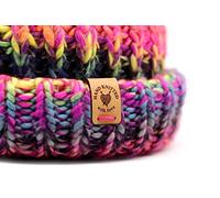 Etichette Personalizzate Handmade Pieghevoli O5 "hand knitted with love" - Tag Handmade Etichette cuoio da cucire su prodotti fatti a mano (30 Pezzi - Testo Personalizzato)