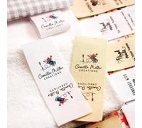 Etichette Personalizzate, Logo Personalizzato Cucire Etichette Con Nome Tessuto, Branding Etichetta Spiegata (S, 100pc)