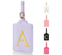 Etichette personalizzate per bagagli con iniziale, etichette per bagagli in pelle con lettera carina e scheda nome privata, etichette da viaggio ricamate con monogramma per borse, zaini, regali per do