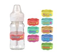 Etichette personalizzate per biberon per asilo nido,Nome personalizzato Cinturino tazza in silicone,Cinghia di presa della tazza riutilizzabile per bambini,Impermeabile e antiscivolo(4pezzi)
