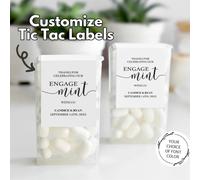 Etichette personalizzate per caramelle Tic Tac alla menta, etichette per bomboniere di fidanzamento, adesivi in vinile "EngageMint", adesivi personalizzati per bomboniere alla menta, etichette adesive