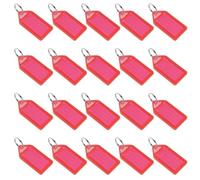 Etichette portachiavi in plastica con anello, blu, 20 pezzi, 55x28mm | Finestra trasparente per inserto di carta sostituibile (37x22mm). Anello per chiavi, bagagli e oggetti personali.(Red)