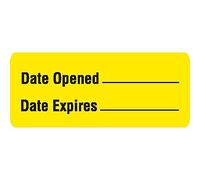 Etichette reagenti in blister "Data di apertura_ data di scadenza_" giallo con testo nero 3,8 cm L x 1,5 "H