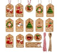 Etichette Regalo,Carta Kraft Etichette,100 Pezzi di Etichette in Carta Kraft Regalo di Natale,Molto Adatte per Pacchi Regalo di Natalizi Fai-Da-Te e Natale Bomboniere
