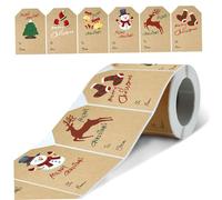 Etichette regalo di Natale, 250 pezzi/rotolo, 5 x 7,6 cm, sei modelli, etichette adesive natalizie autoadesive per buste regalo, biglietti decorativi