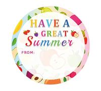 Etichette regalo Happy Summer, 5 cm, con scritta "Have A Great Summer Holiday", etichette adesive per regali per buste regalo, biglietti per feste estive