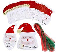Etichette Regalo Natale, MonQi 100Pcs Super Carino "From Santa" Etichette Natalizie con 100 Nastri Rossi e Verdi, Tag Natalizi, Etichette Regalo di Natale,Etichette Natale Carta per i Bambini
