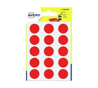 etichette rotonde colorate avery rosso Ø 19 mm - 15 et/foglio - scrivibili a mano - bustina da 6 fogli - psa19r