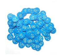 Etichette rotonde con numeri incisi in plastica, ABS 100 pezzi 1-100 marcatori per piante multicolori 1-100 con fori