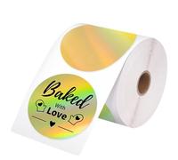 Etichette Rotonde Termiche, Etichette Adesive Rettangolari Dorate, Etichette Termiche Autoadesive, Etichette Adesive Rotonde Olografiche per Codici a Barre, Indirizzi, Prezzi (400PCS 50 * 50 mm)