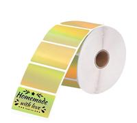 Etichette Rotonde Termiche, Etichette Adesive Rettangolari Dorate, Etichette Termiche Autoadesive, Etichette Adesive Rotonde Olografiche per Codici a Barre, Indirizzi, Prezzi (500PCS 57 * 32 mm)