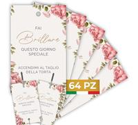 Etichette Scintille Luminose Matrimonio 64pz MADE IN ITALY - Biglietti Stelline Scintillanti in Cartoncino di Alta Qualità - Decorazioni Matrimonio Idee Originali (Scintille NON Incluse) (ES-04)