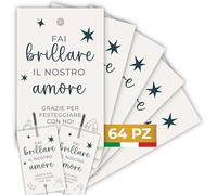 Etichette Scintille Luminose Matrimonio 64pz MADE IN ITALY - Biglietti Stelline Scintillanti in Cartoncino di Alta Qualità - Decorazioni Matrimonio Idee Originali (Scintille NON Incluse) (ES-05)