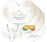 Etichette Scintille Luminose Matrimonio Cuore 96pz MADE IN ITALY - Biglietti Stelline Scintillanti in Cartoncino di Alta Qualità - Decorazioni Matrimonio Idee Originali (Scintille NON Incluse) (ES-07)