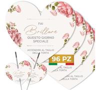 Etichette Scintille Luminose Matrimonio Cuore 96pz MADE IN ITALY - Biglietti Stelline Scintillanti in Cartoncino di Alta Qualità - Decorazioni Matrimonio Idee Originali (Scintille NON Incluse) (ES-08)