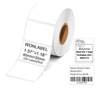 Etichette termiche 40 mm x 30 mm per stampante T50M Pro/M110/M100/M220, autoadesive, per piccole imprese, codici a barre e imballaggi, 230 pezzi/1 rotolo, colore: bianco