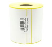 Etichette termiche bianche su rotolo 100 × 100 mm - 500 pezzi, adesive permanentemente, etichette per codici a barre autoadesive per etichettatura