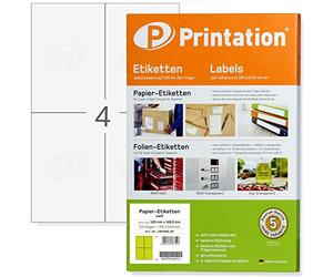 Etichette universali, 105 x 148,5 mm, DIN A6, stampabili, autoadesive, colore bianco, 100 fogli formato A4, 2 x 2, 105 x 148,5, etichette adesive per spedizioni, 3483 6120 4476, 105x148