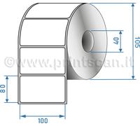 ETICHETTE VELLUM 100X80 , confezione 6 rotoli Di.ext-105 Di.in-40 600Pz./roll